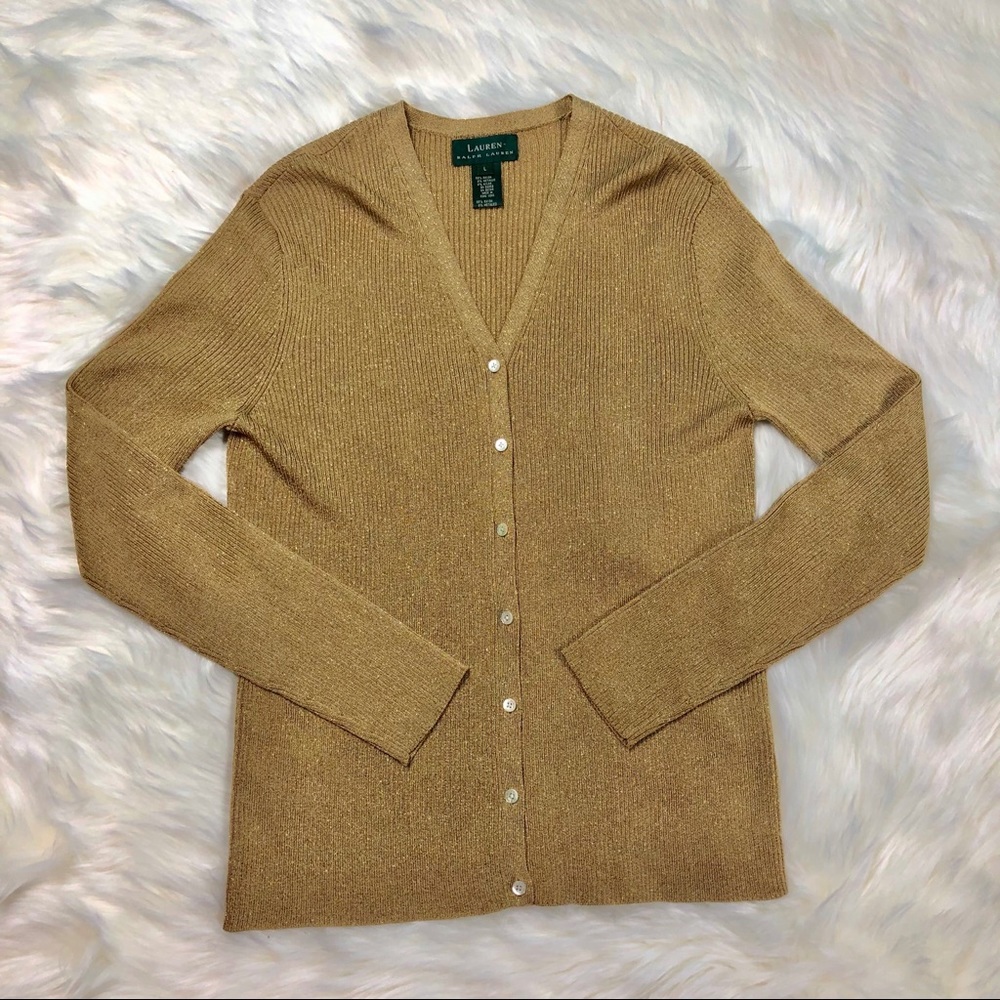 Ralph Lauren Women’s gold cardigan size large